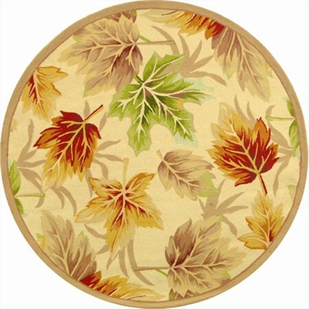 Safavieh 5 ft. - 6 in. x 5 ft. - 6 in. Round- Transitional Chelsea Ivory Hand Hooked Rug HK218A-5R